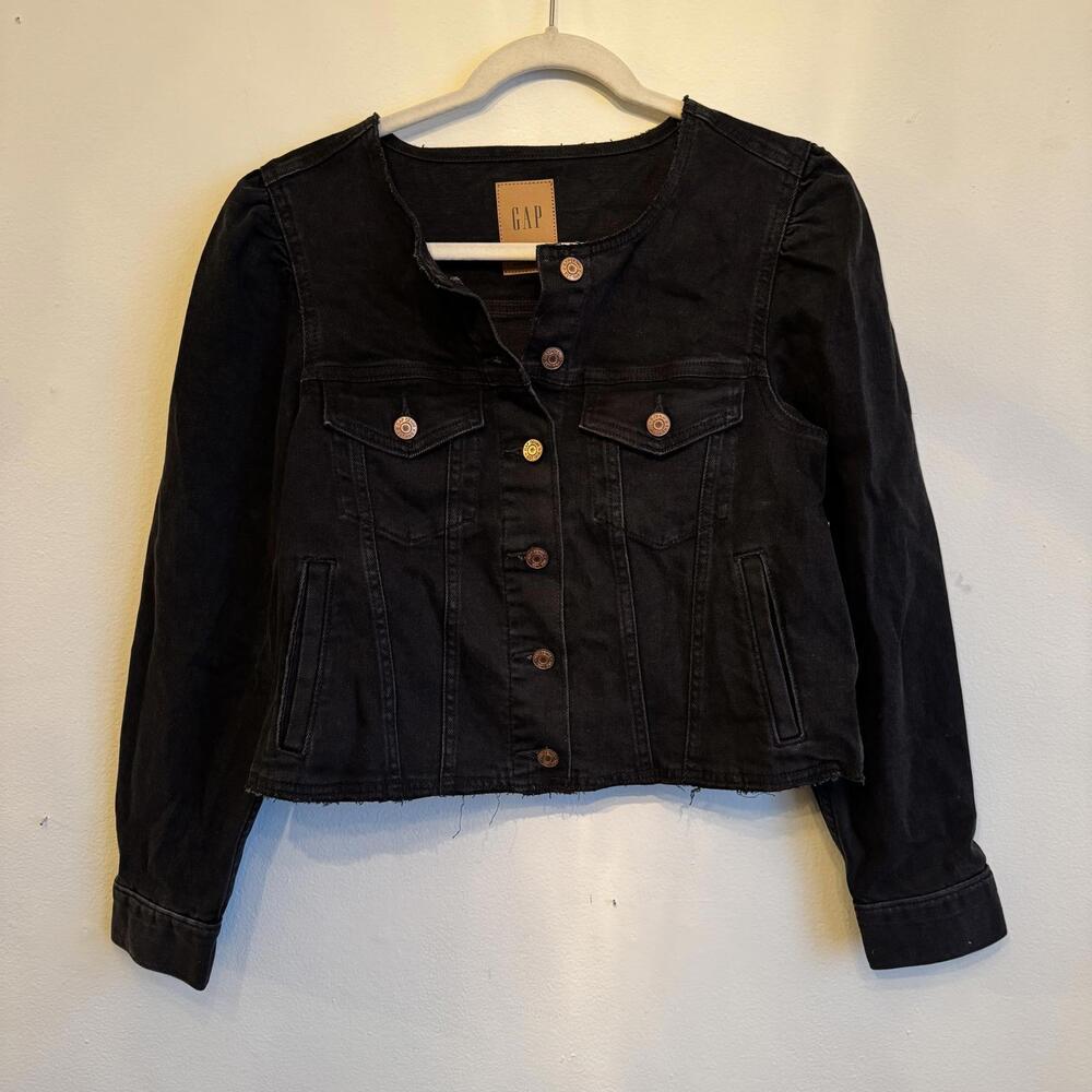 Gap Collarless Cropped Icon Denim Jacket